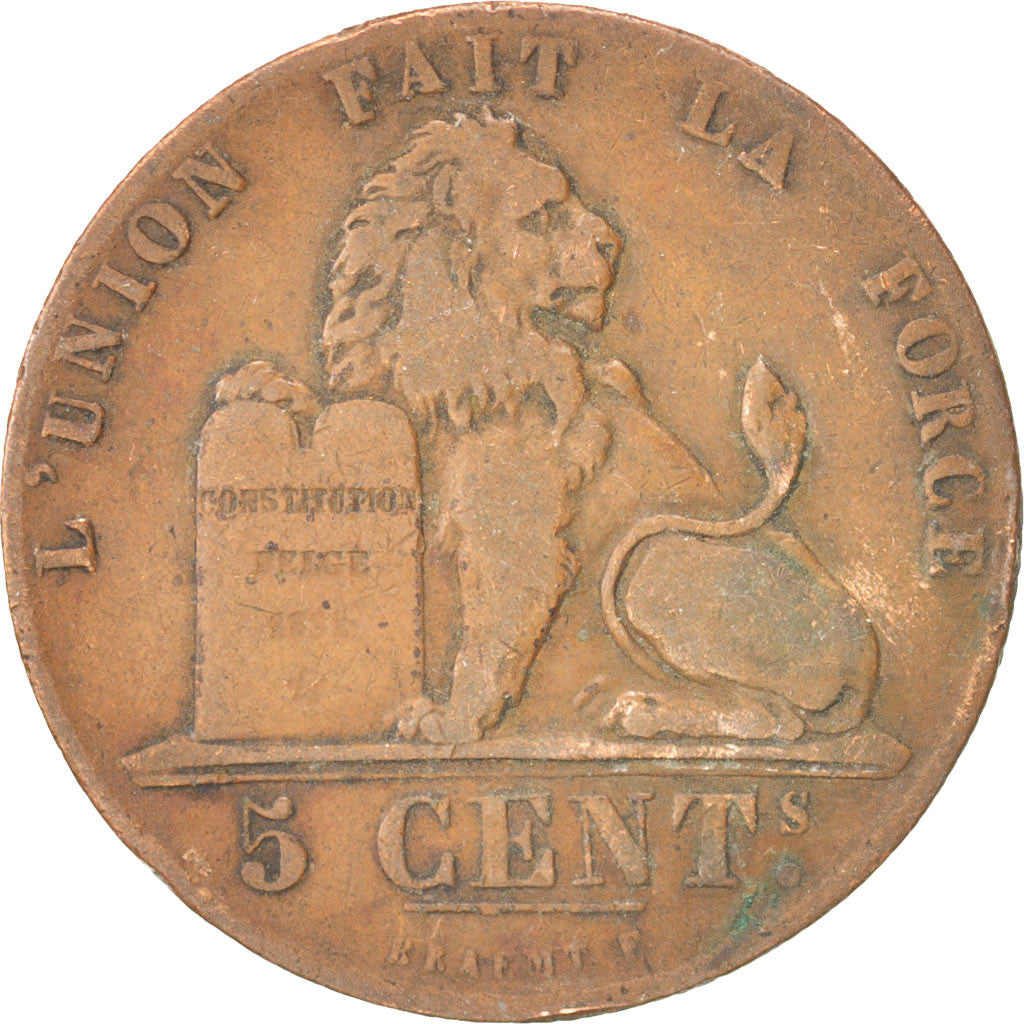 Coin, Belgium, Leopold I, 5 Centimes, 1856, VF(20-25), Copper, KM:5.1