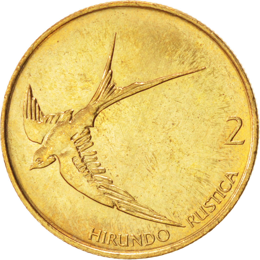SLOVENIA, 2 Tolarja, 1992, KM #5, MS(63), Nickel-Brass, 24, 5.38