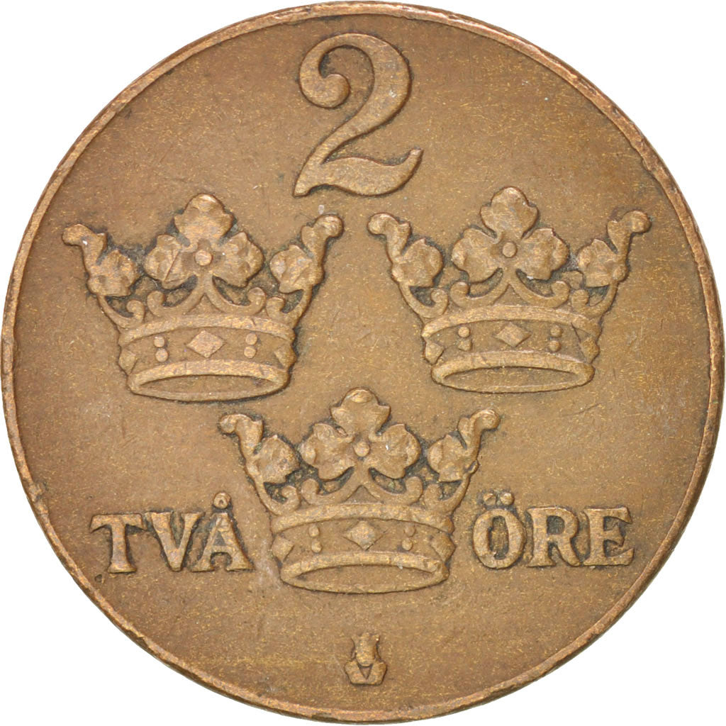 Coin, Sweden, Gustaf V, 2 Öre, 1937, EF(40-45), Bronze, KM:778