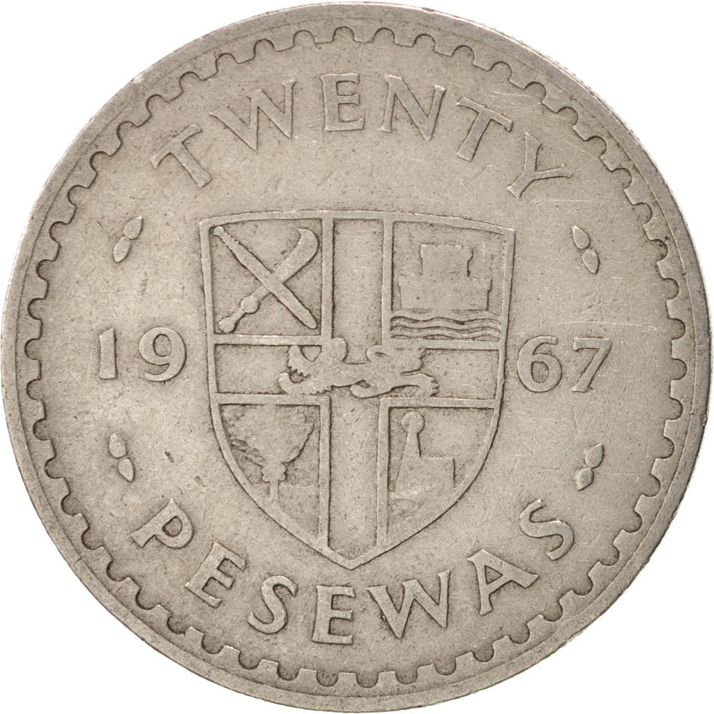 Coin, Ghana, 20 Pesewas, 1967, EF(40-45), Copper-nickel, KM:17