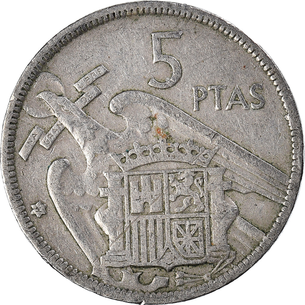 Moeda, Espanha, 5 Pesetas, 1957 (58)