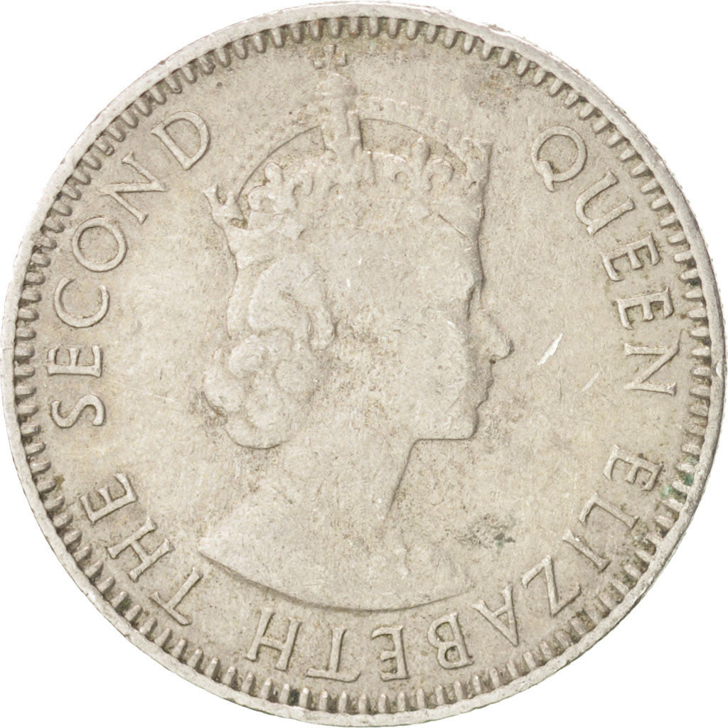 Coin, Mauritius, Elizabeth II, 1/4 Rupee, 1964, EF(40-45), Copper-nickel, KM:36