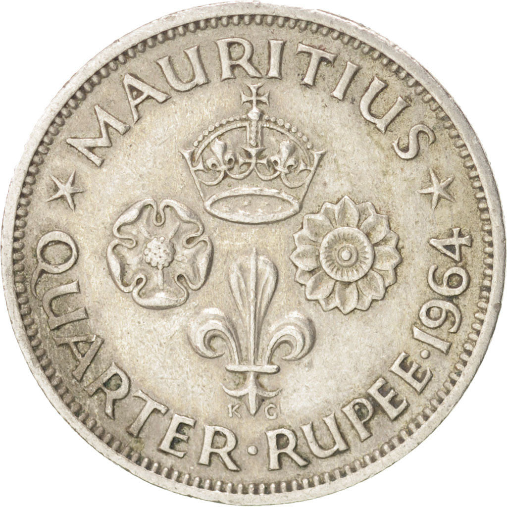 Coin, Mauritius, Elizabeth II, 1/4 Rupee, 1964, EF(40-45), Copper-nickel, KM:36