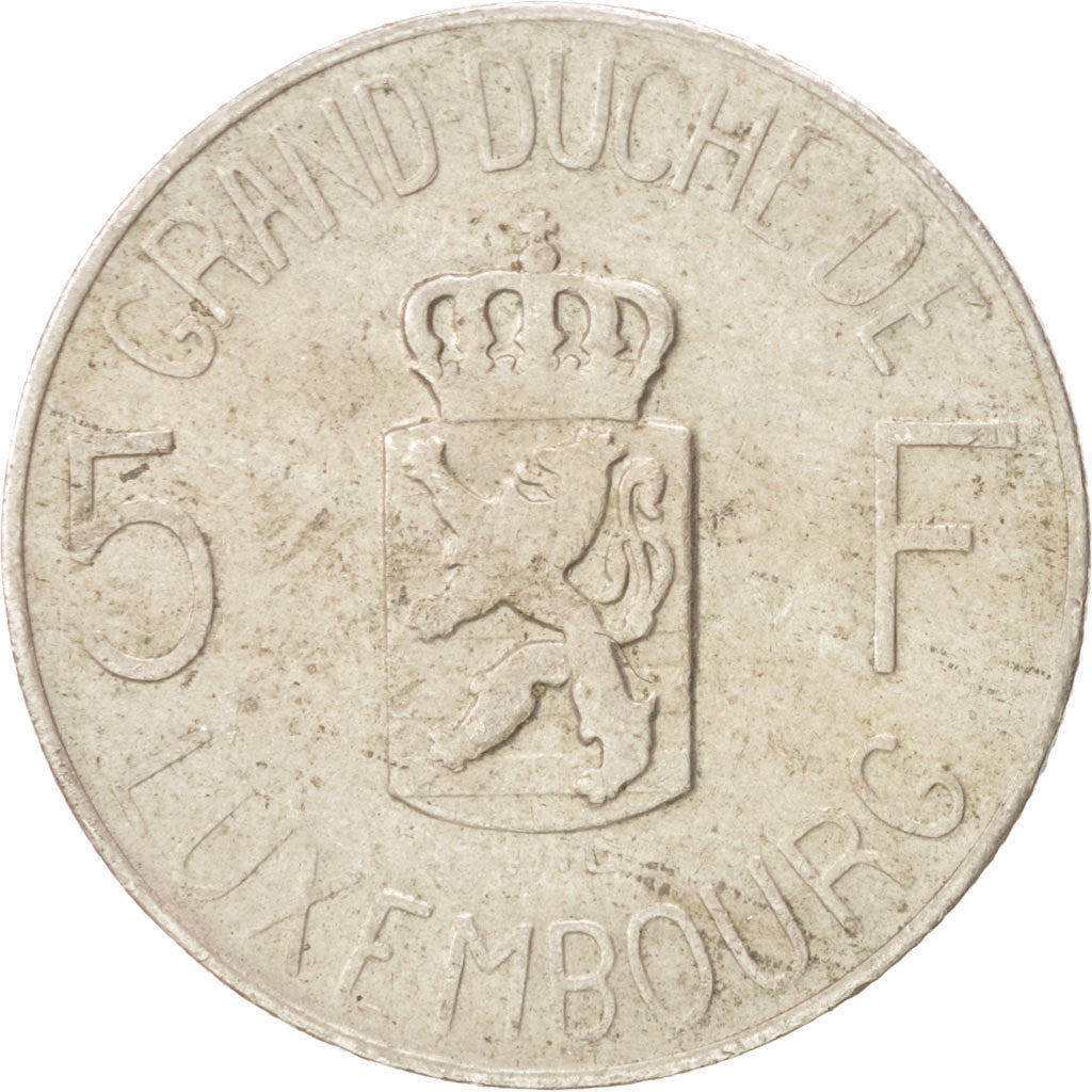 Coin, Luxembourg, Charlotte, 5 Francs, 1962, EF(40-45), Copper-nickel, KM:51
