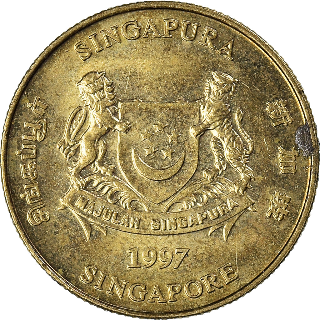 Moeda, Singapura, 5 Cents, 1997