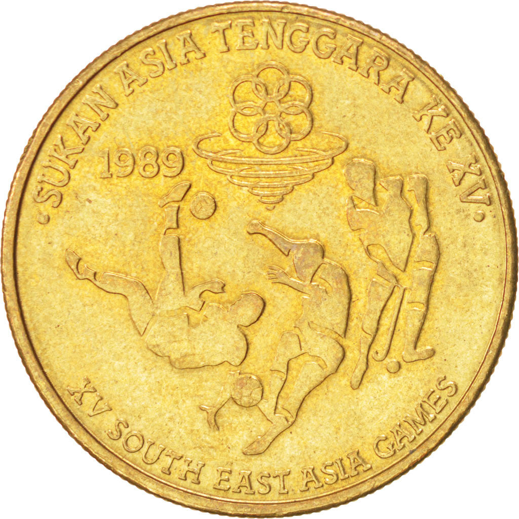 MALAYSIA, 5 Ringgit, 1989, KM #47, MS(60-62), Copper Plated Zinc, 10.48