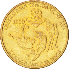 MALAYSIA, 5 Ringgit, 1989, KM #47, MS(60-62), Copper Plated Zinc, 10.48