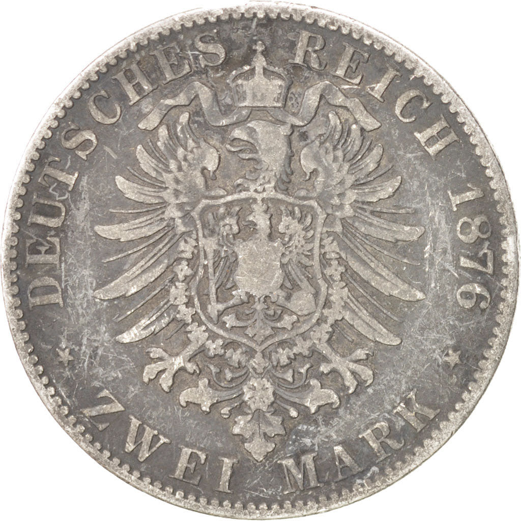 German States, 2 Mark, 1876, Munich, KM #903, VF(30-35), Silver, 10.85