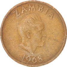 ZAMBIA, 2 Ngwee, 1968, British Royal Mint, KM #10, VF(20-25), Bronze, 21, 4.59