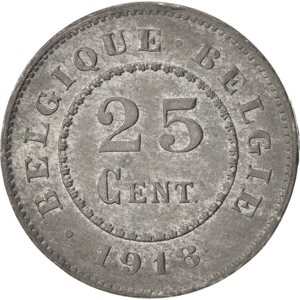 Monnaie, Belgique, 25 Centimes, 1918, TTB+, Zinc, KM:82