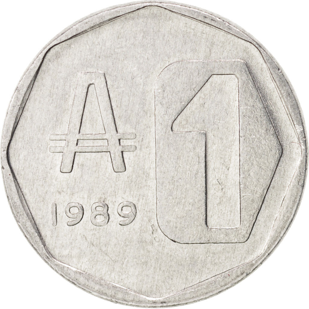 ARGENTINA, Austral, 1989, KM #100, AU(55-58), Aluminum, 20.11, 1.51