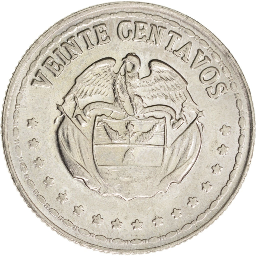 Coin, Colombia, 20 Centavos, 1964, MS(63), Copper-nickel, KM:215.2