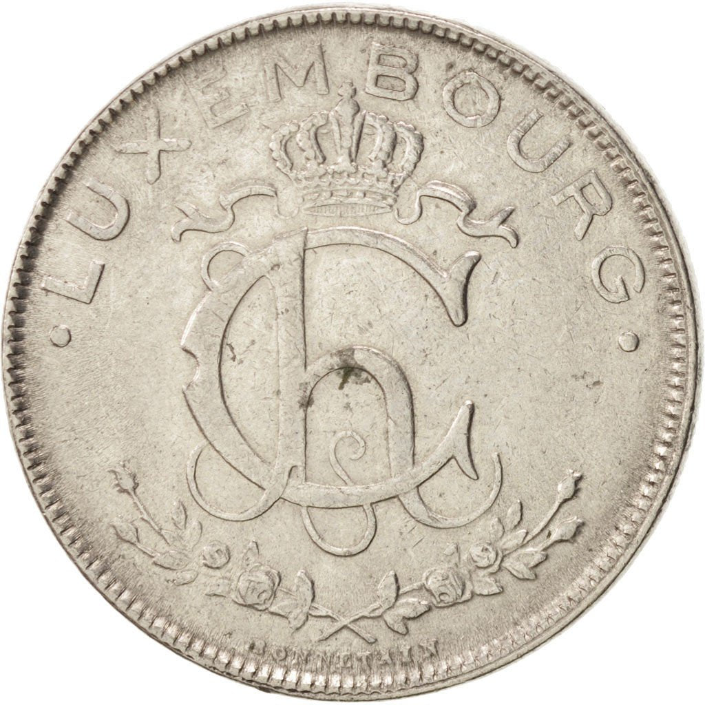 LUXEMBOURG, 2 Francs, 1924, KM #36, AU(50-53), Nickel, 27, 9.76