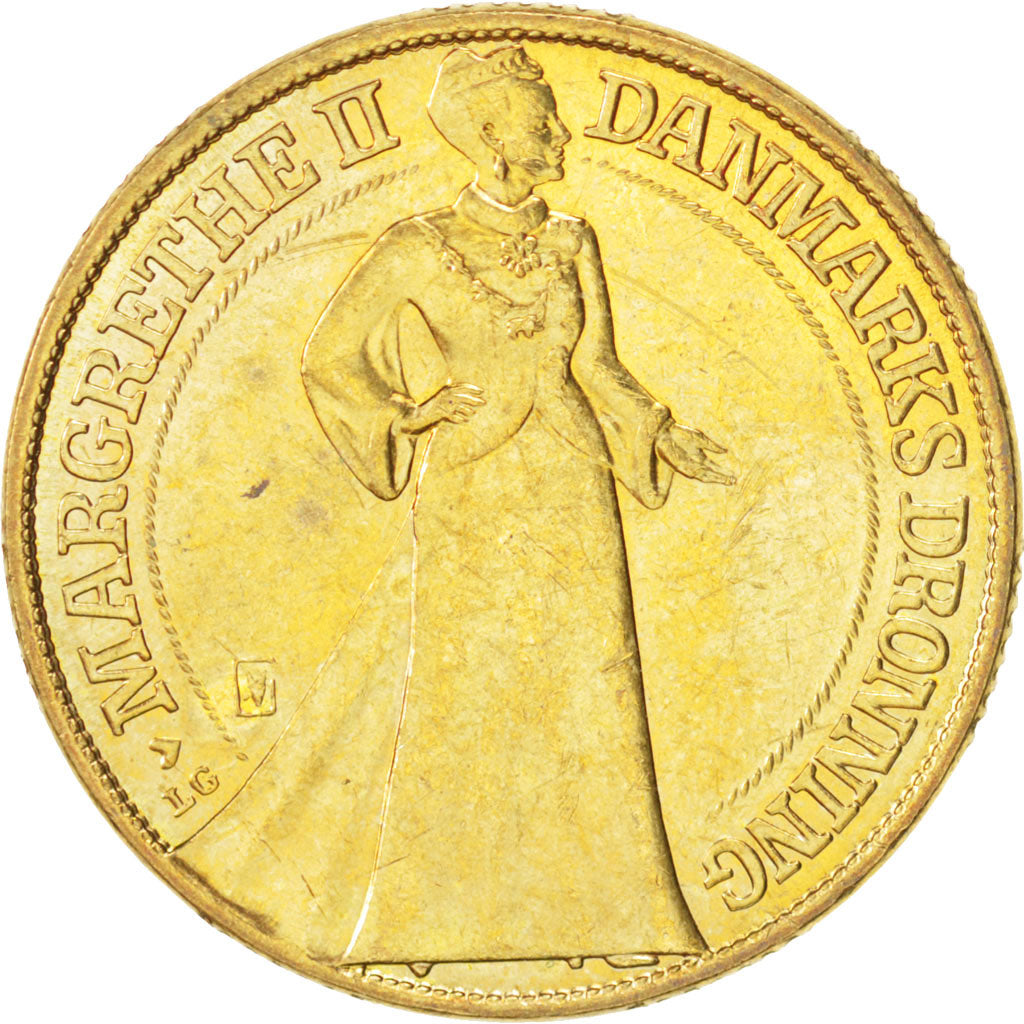 DENMARK, 20 Kroner, 1997, Copenhagen, KM #883, MS(63), Aluminum-Bronze, 27, 9.31