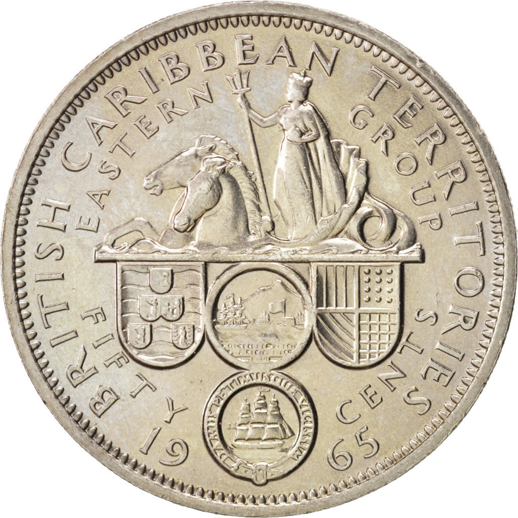 EAST CARIBBEAN STATES, 50 Cents, 1965, KM #7, MS(63), Copper-Nickel, 30, 12.87