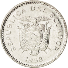 Coin, Ecuador, 50 Centavos, Cincuenta, 1988, MS(63), Nickel Clad Steel, KM:90