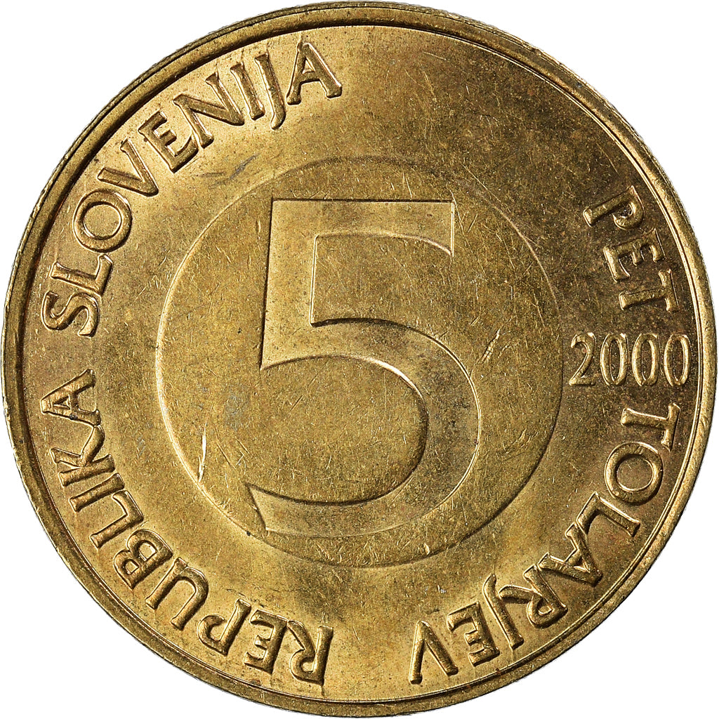 Moneta, Slovenia, 5 Tolarjev, 2000