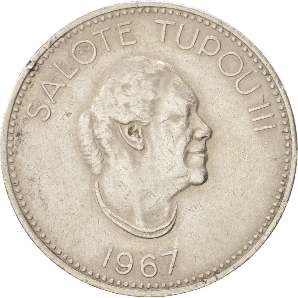Tonga, King Taufa'ahau Tupou IV, 20 Seniti, 1967, BB, Rame-nichel, KM:8