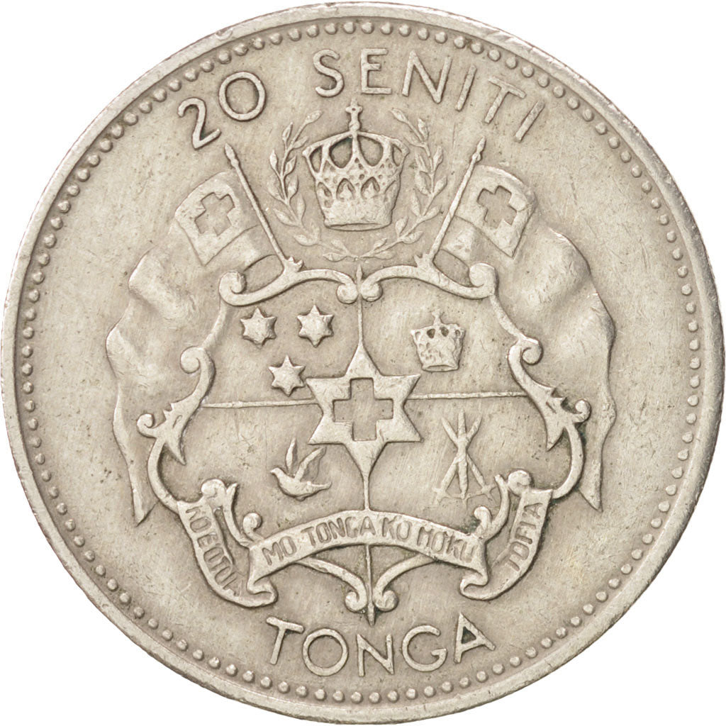 Tonga, King Taufa'ahau Tupou IV, 20 Seniti, 1967, BB, Rame-nichel, KM:8
