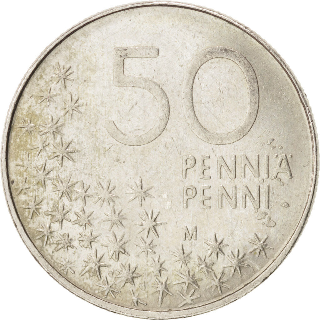 FINLAND, 50 Pennia, 1991, KM #66, AU(50-53), Copper-Nickel, 19.7, 3.36