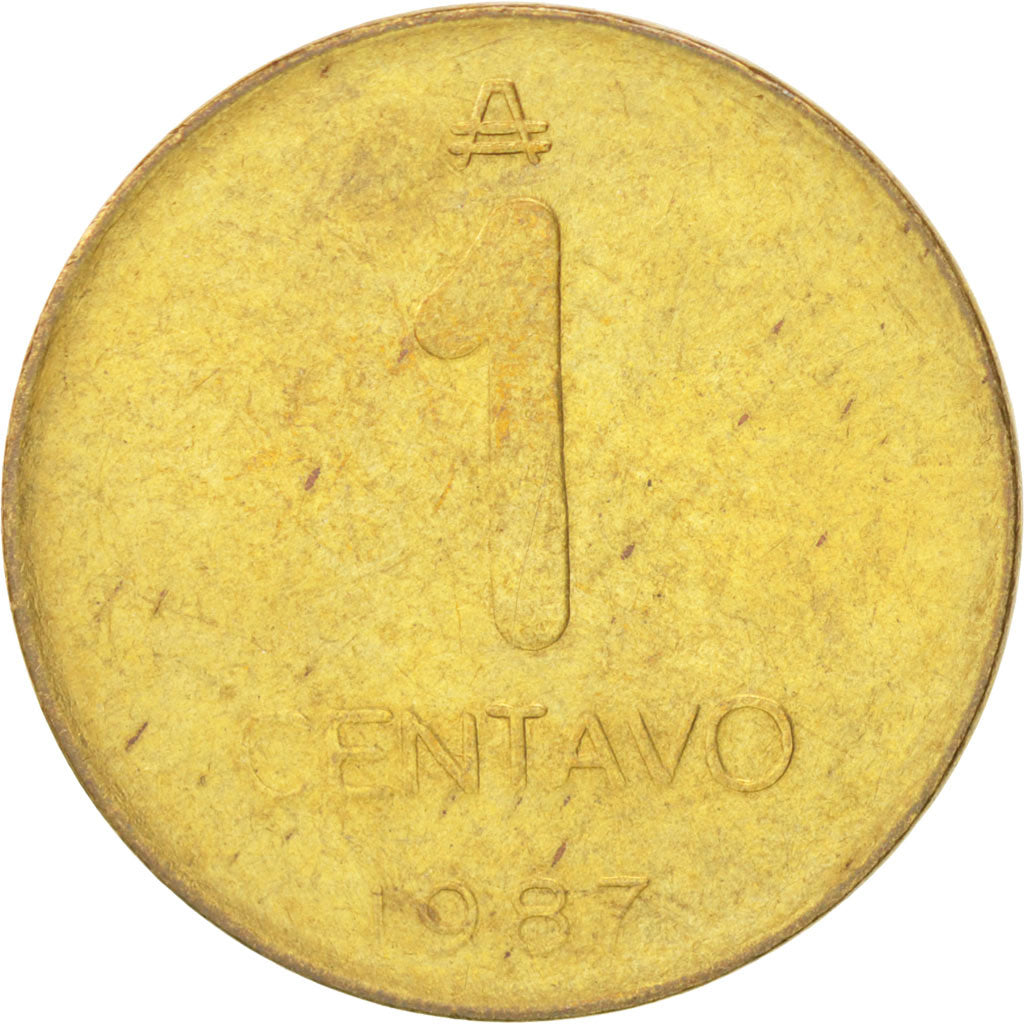 ARGENTINA, Centavo, 1987, KM #96.2, AU(55-58), Brass, 20.6, 3.22