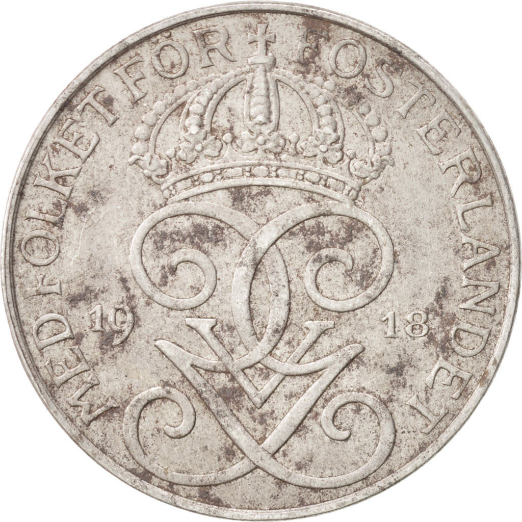 SWEDEN, 5 Ore, 1918, KM #791, VF(30-35), Iron, 27, 6.70