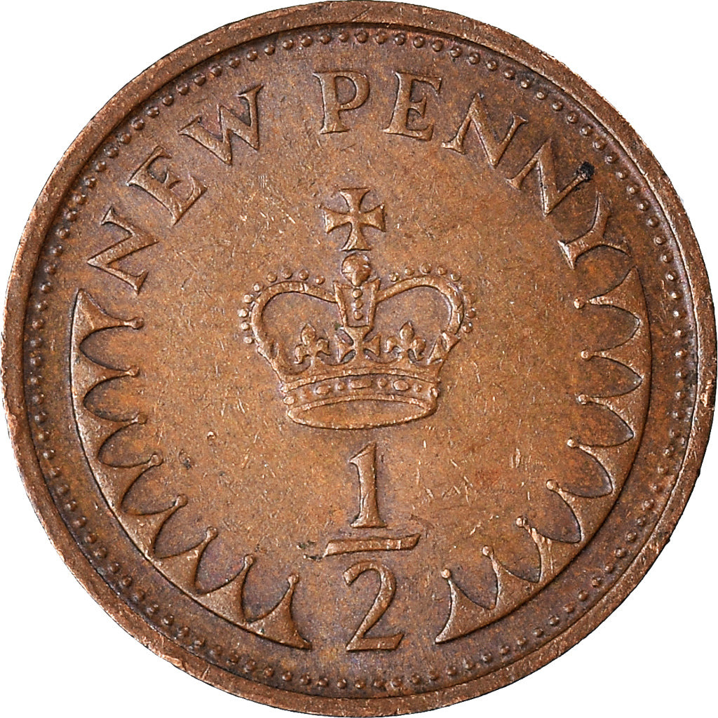 Monnaie, Grande-Bretagne, 1/2 New Penny, 1977