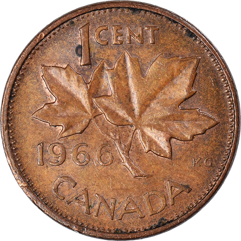 Moneda, Canadá, Cent, 1966