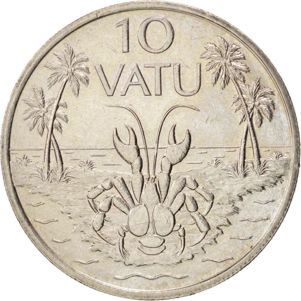 VANUATU, 10 Vatu, 1990, British Royal Mint, KM #6, MS(63), Copper-Nickel,...