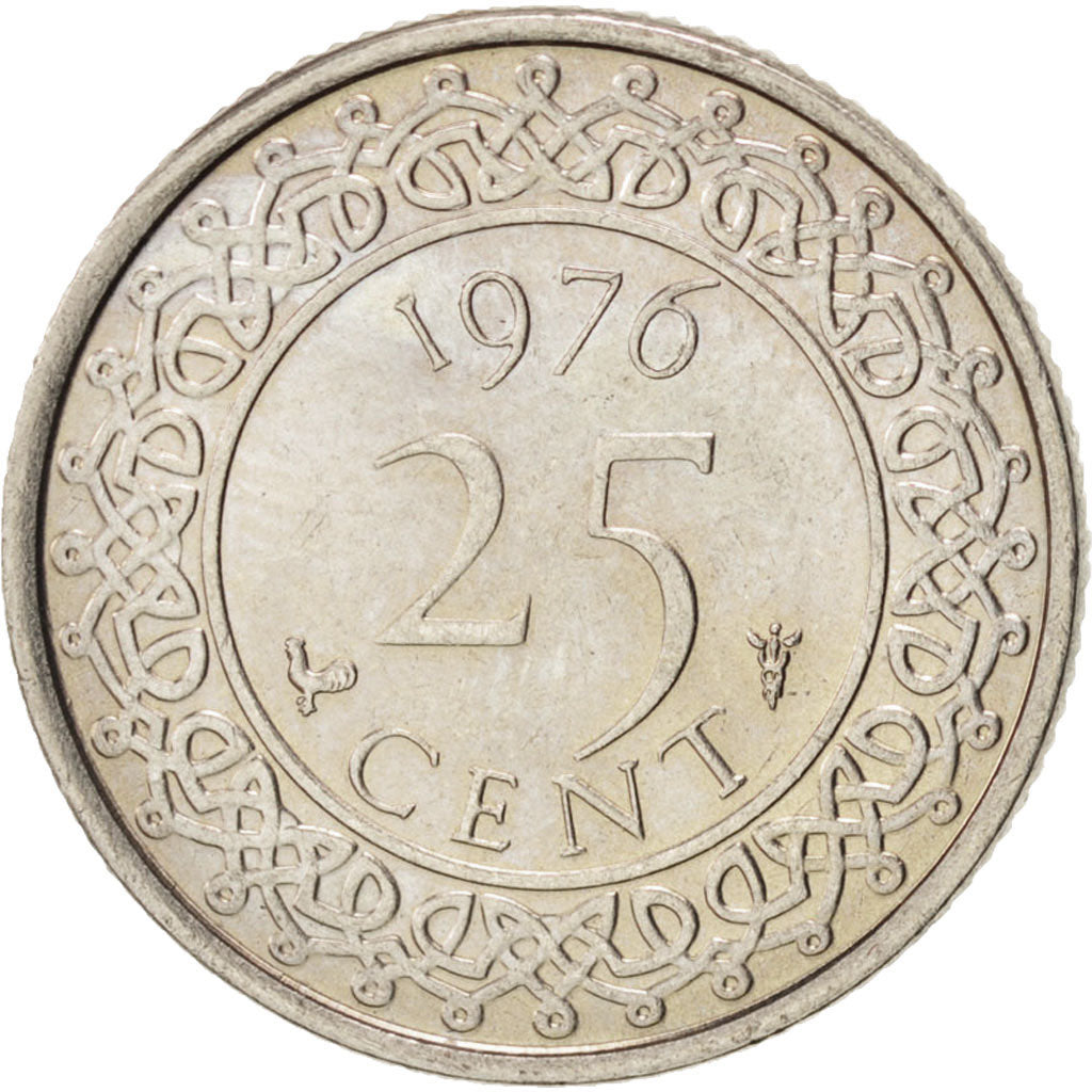 SURINAME, 25 Cents, 1976, KM #14, MS(63), Copper-Nickel, 20, 3.44