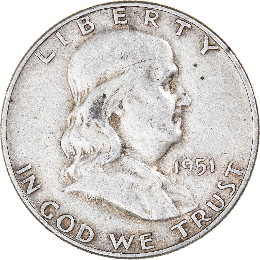 Coin, United States, Franklin Half Dollar, Half Dollar, 1951, U.S. Mint, Denver
