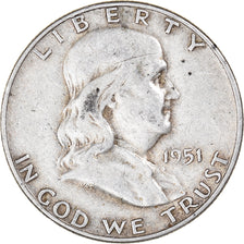 Coin, United States, Franklin Half Dollar, Half Dollar, 1951, U.S. Mint, Denver