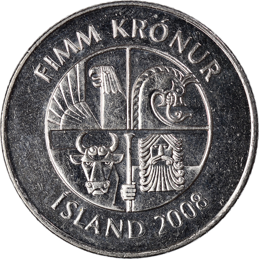 Coin, Iceland, 5 Kronur, 2008