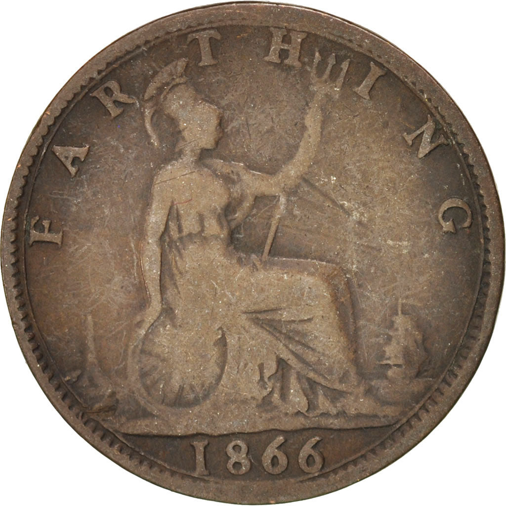 Great Britain, Farthing, 1866, KM #747.2, VF(30-35), Bronze, 2.68