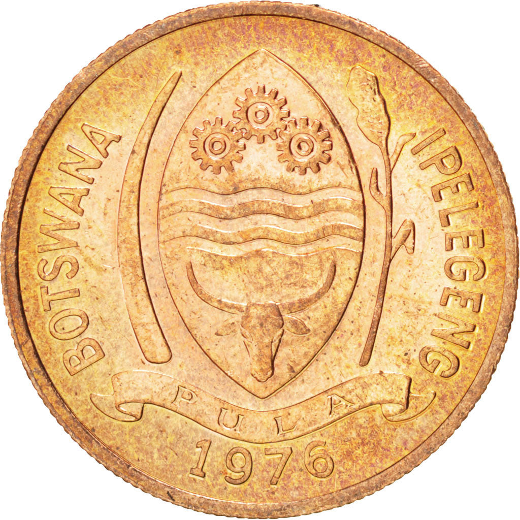 Coin, Botswana, 5 Thebe, 1976, AU(55-58), Bronze, KM:4