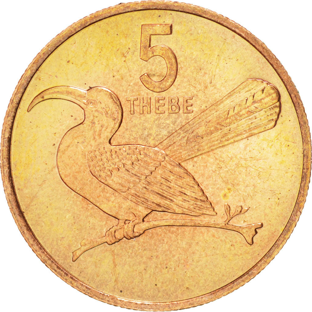 Coin, Botswana, 5 Thebe, 1976, AU(55-58), Bronze, KM:4