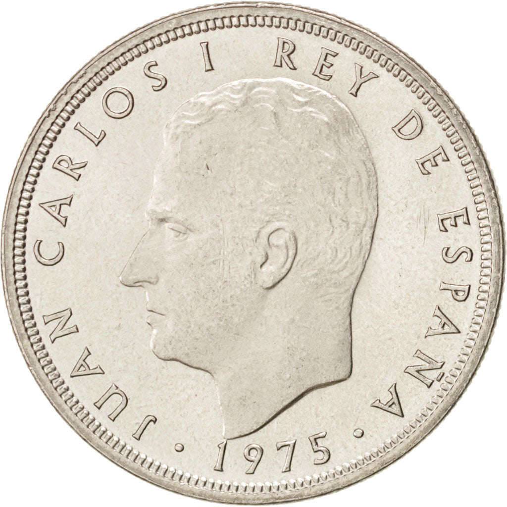 SPAIN, 5 Pesetas, 1975, KM #807, MS(63), Copper-Nickel, 23, 5.73