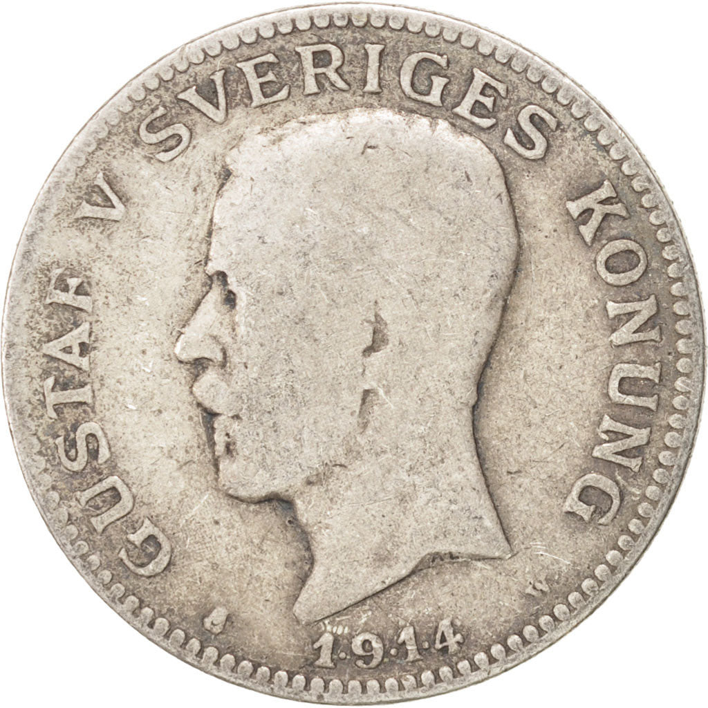 Moneta, Svezia, Gustaf V, Krona, 1914, B+, Argento, KM:786.1