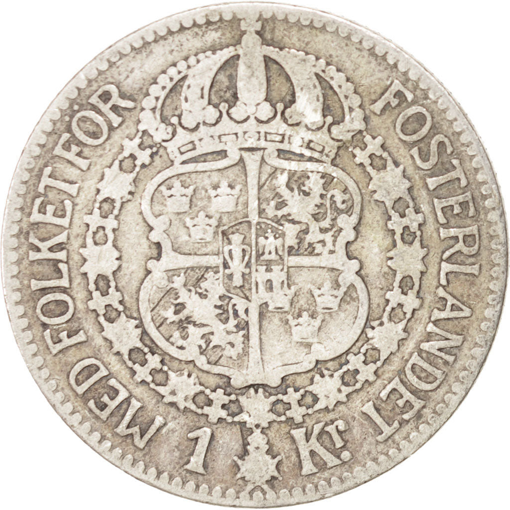 Moneta, Svezia, Gustaf V, Krona, 1914, B+, Argento, KM:786.1
