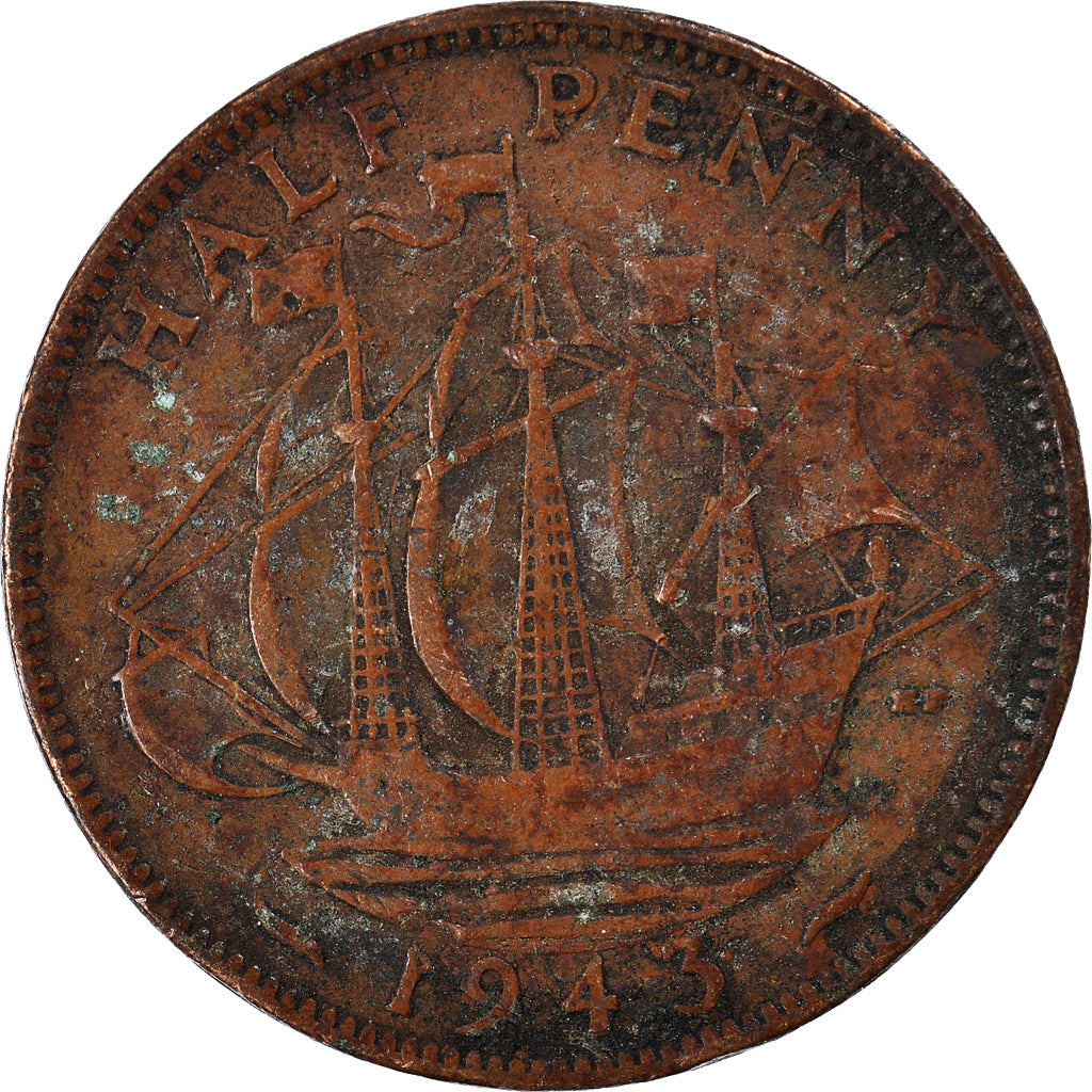 Monnaie, Grande-Bretagne, 1/2 Penny, 1943