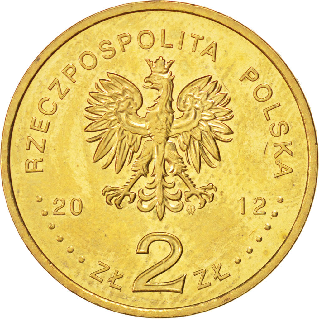 POLAND, 2 Zlote, 2012, Warsaw, KM #823, MS(63), Brass, 27, 8.14