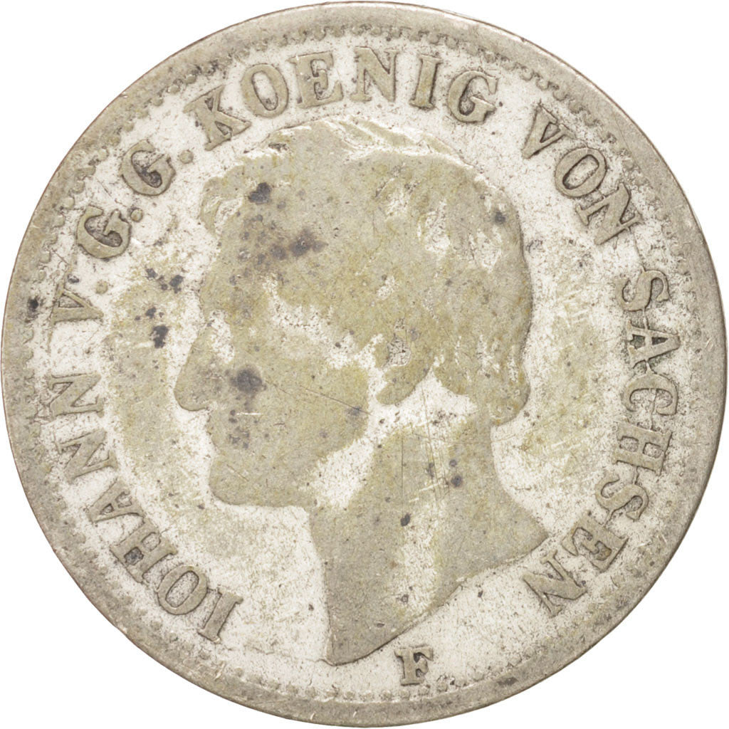 Coin, German States, SAXONY-ALBERTINE, Johann, 1/6 Thaler, 1/4 Gulden, 1856