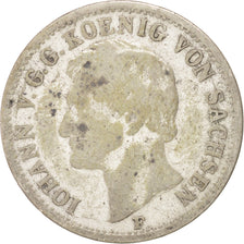 Coin, German States, SAXONY-ALBERTINE, Johann, 1/6 Thaler, 1/4 Gulden, 1856