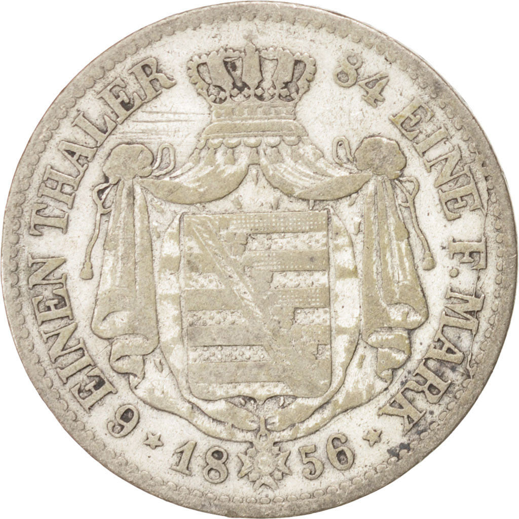 Coin, German States, SAXONY-ALBERTINE, Johann, 1/6 Thaler, 1/4 Gulden, 1856