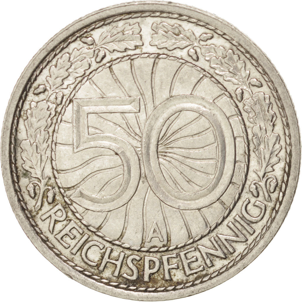 GERMANY, WEIMAR REPUBLIC, 50 Reichspfennig, 1928, Berlin, KM #49, EF(40-45),...