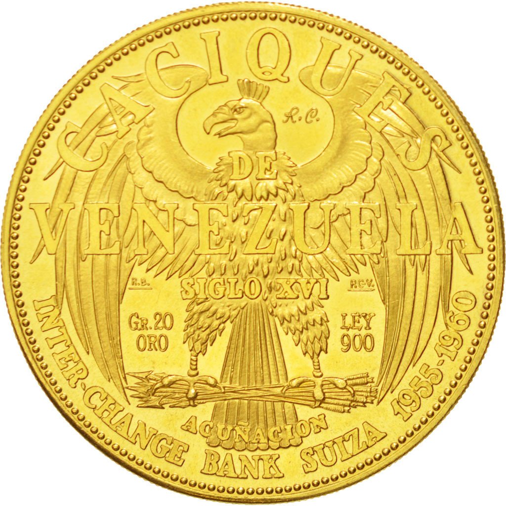 VENEZUELA, 60 Bolivares, 1961, Karlsruhe, KM #MB105, MS(60-62), Gold, 37.10,...