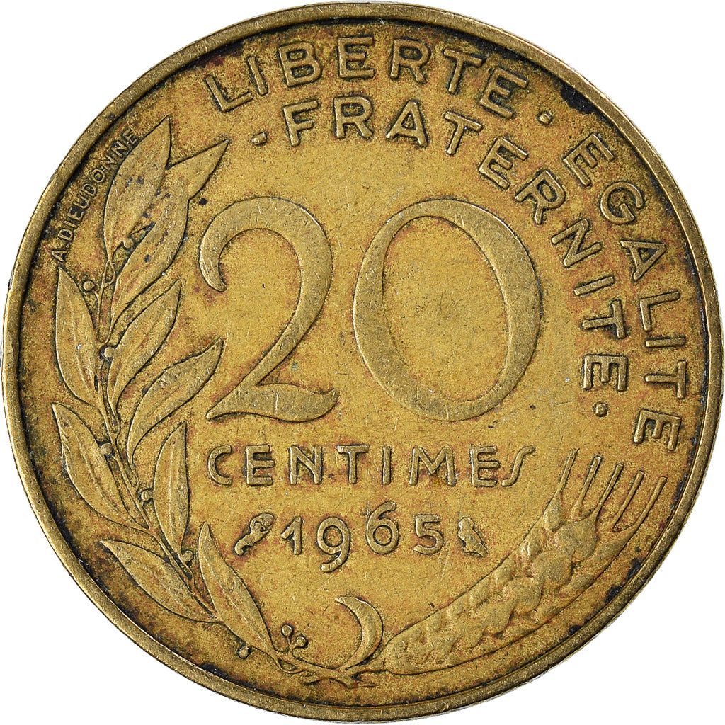 Moneta, Francja, 20 Centimes, 1965