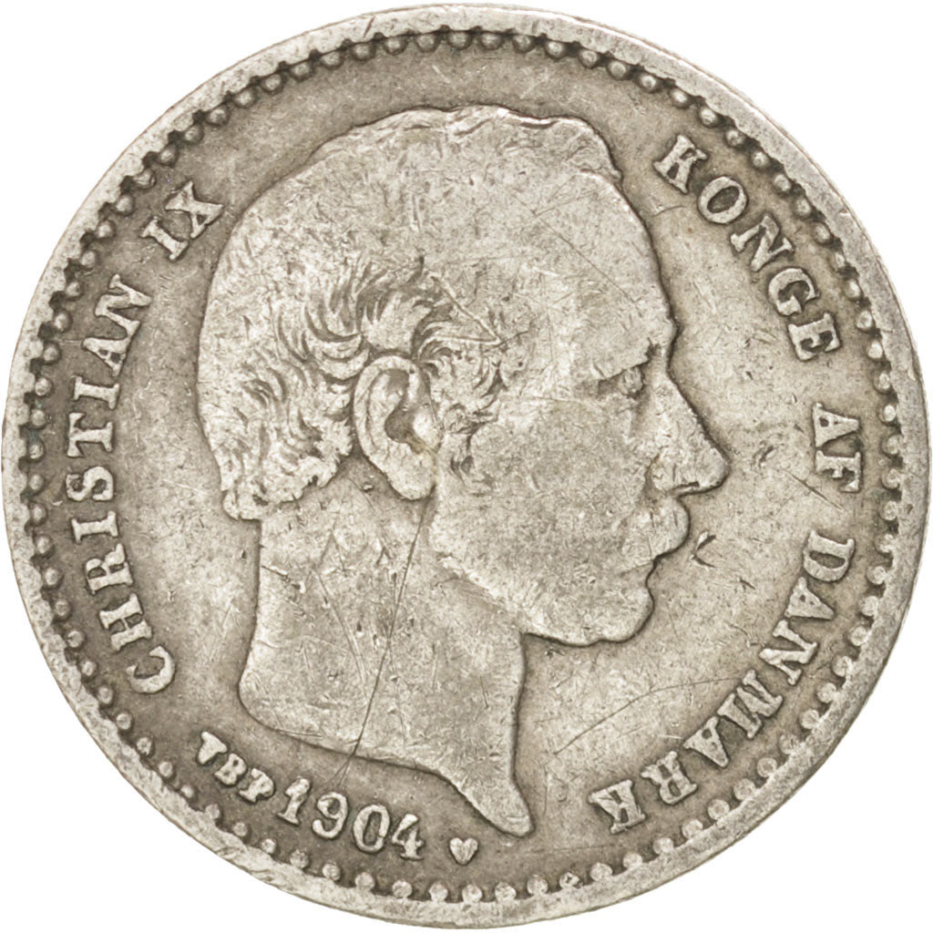 DENMARK, 25 Ore, 1904, Copenhagen, KM #796.2, VF(20-25), Silver, 2.38