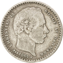DENMARK, 25 Ore, 1904, Copenhagen, KM #796.2, VF(20-25), Silver, 2.38