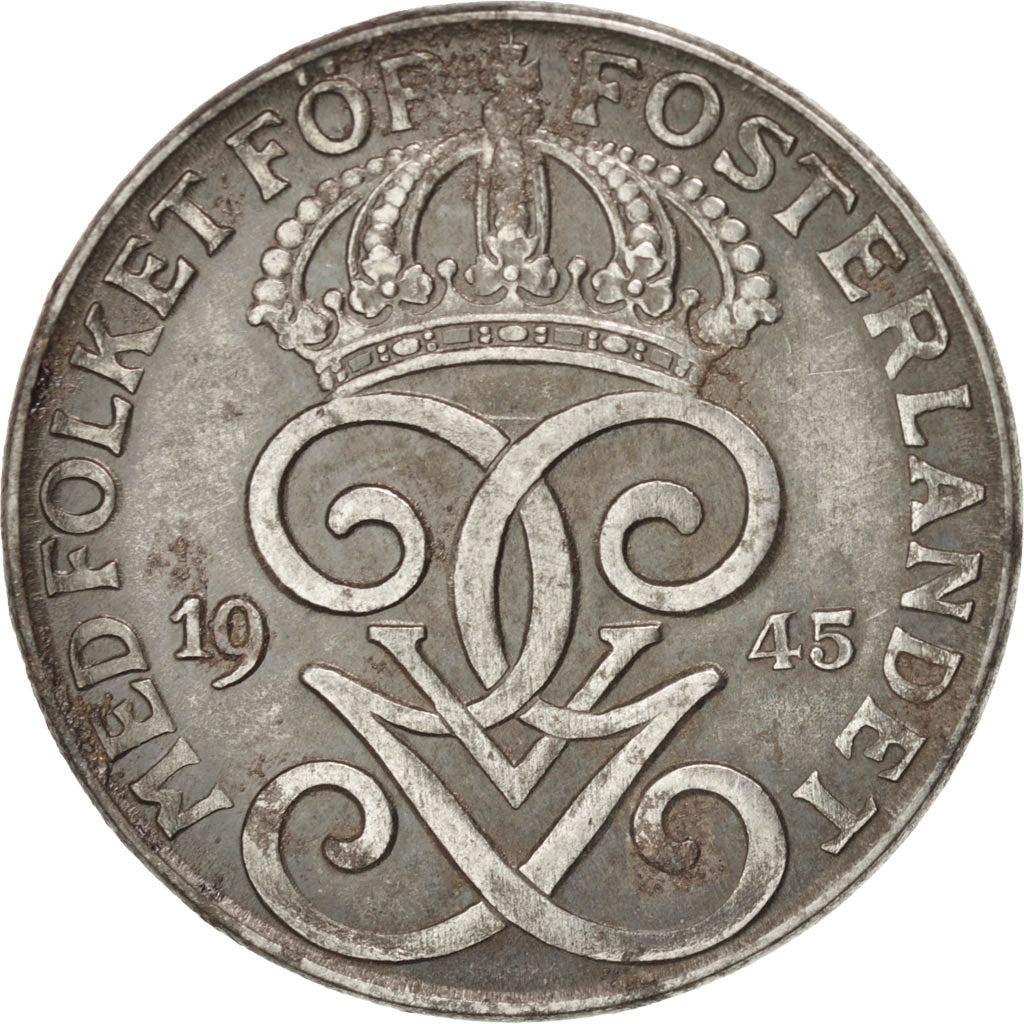 SWEDEN, 2 Ore, 1945, KM #811, EF(40-45), Iron, 21, 3.55